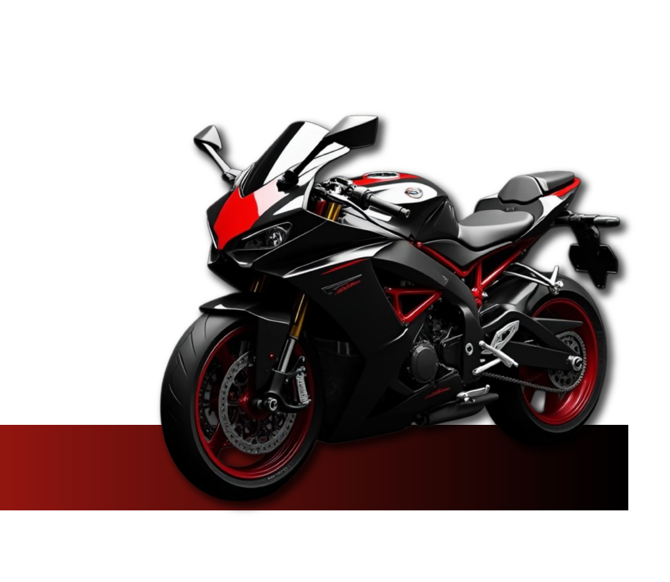 Red-motorcycle-over-red-line